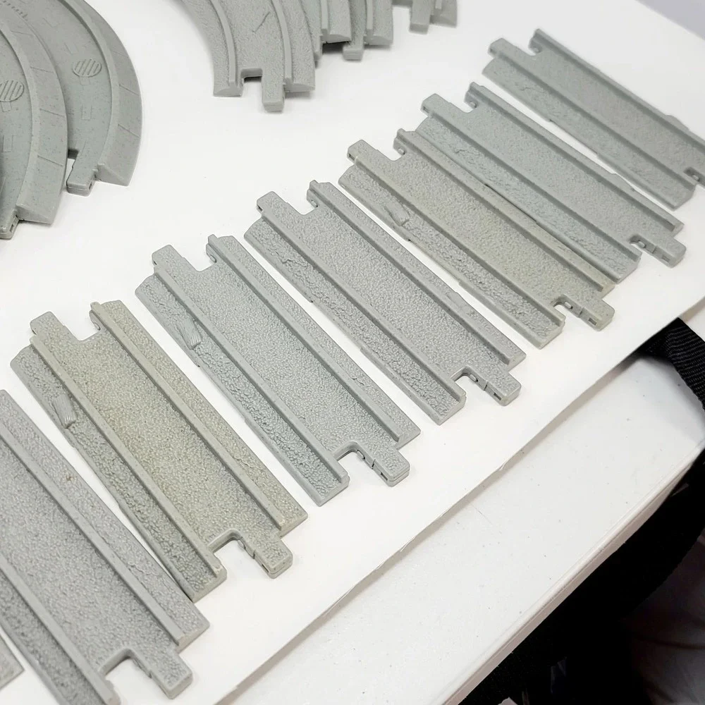Fisher Price GEOTRAX 20pc Gray Train Track Lot Switch Crossing Curved Straight